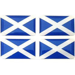 Scotland Scottish Saltire Flag Sticker Decal Badge 3d Resin Gel Domed 4 Pack 35mm x 20mm