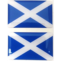 Scotland Scottish Saltire Flag Sticker Decal Badge 3d Resin Gel Domed 2 Pack 52mm x 32mm