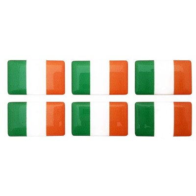 Ireland Irish Eire Flag Sticker Decal Badge 3d Resin Gel Domed 6 Pack 26mm x 16mm