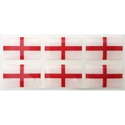 England English St. George Flag Sticker Decal Badge 3d Resin Gel Domed 6 Pack 26mm x 16mm