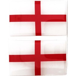 England English St. George Flag Sticker Decal Badge 3d Resin Gel Domed 2 Pack 52mm x 32mm