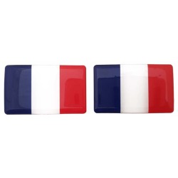 France Française French Flag Sticker Decal Badge 3d Resin Gel Domed 2 Pack 52mm x 32mm