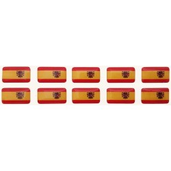 Spain Spanish España Flag Sticker Decal Badge 3d Resin Gel Domed 10 Pack 14mm x 8mm