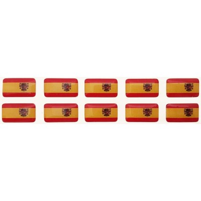 Spain Spanish España Flag Sticker Decal Badge 3d Resin Gel Domed 10 Pack 14mm x 8mm