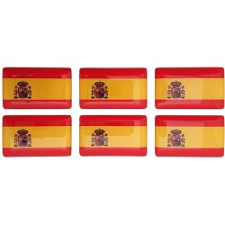 Spain Spanish España Flag Sticker Decal Badge 3d Resin Gel Domed 6 Pack 26mm x 16mm