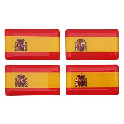 Spain Spanish España Flag Sticker Decal Badge 3d Resin Gel Domed 4 Pack 35mm x 20mm