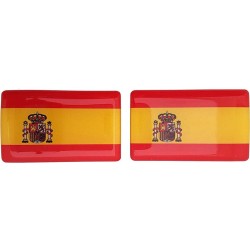 Spain Spanish España Flag Sticker Decal Badge 3d Resin Gel Domed 2 Pack 52mm x 32mm