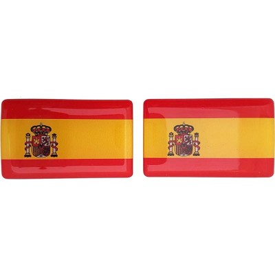 Spain Spanish España Flag Sticker Decal Badge 3d Resin Gel Domed 2 Pack 52mm x 32mm
