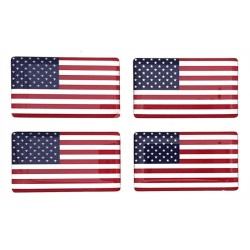 USA American Flag Sticker Decal Badge 3d Resin Gel Domed 4 Pack 35mm x 20mm