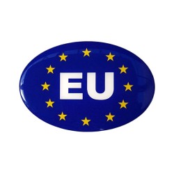 EU Car Sticker Decal Badge Oval Euro Stars Resin Gel 3D Domed (Medium)