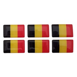 Belgium Belgian Belgique Flag Sticker Decal Badge 3d Resin Gel Domed 6 Pack 26mm x 16mm