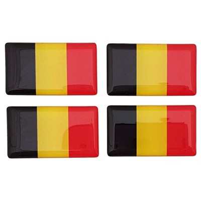 Belgium Belgian Belgique Flag Sticker Decal Badge 3d Resin Gel Domed 4 Pack 35mm x 20mm