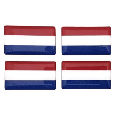 Netherlands Nederland Dutch Flag Sticker Decal Badge 3d Resin Gel Domed 4 Pack 35mm x 20mm