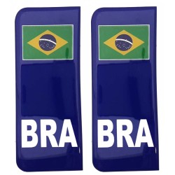 Brazil Number Plate Blue Sticker Decal Badge Brazilian Brasil Flag BRA 3d Resin Gel Domed