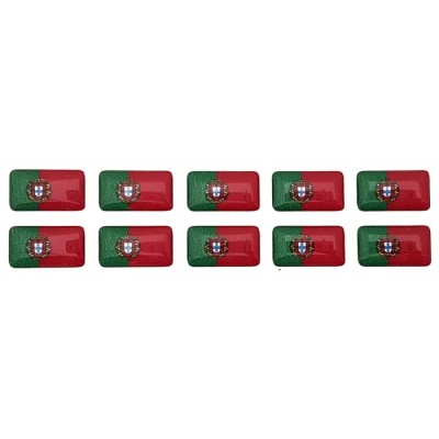 Portugal Portuguese Flag Sticker Decal Badge 3d Resin Gel Domed 10 Pack 14mm x 8mm