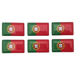 Portugal Portuguese Flag Sticker Decal Badge 3d Resin Gel Domed 6 Pack 26mm x 16mm