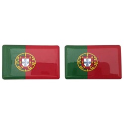 Portugal Portuguese Flag Sticker Decal Badge 3d Resin Gel Domed 2 Pack 52mm x 32mm