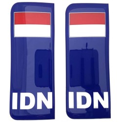 Indonesia Number Plate Blue Sticker Decal Badge Indonesian Flag IDN 3d Resin Gel Domed