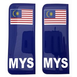Malaysia Number Plate Blue Sticker Decal Badge Malaysian Flag MYS 3d Resin Gel Domed