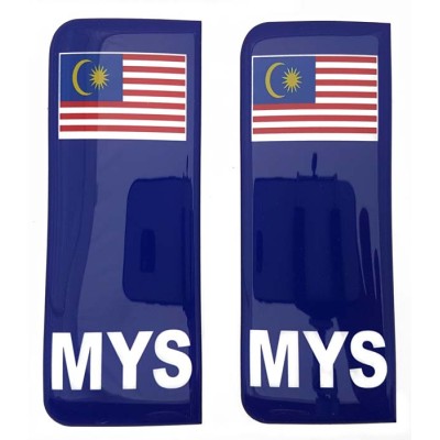 Malaysia Number Plate Blue Sticker Decal Badge Malaysian Flag MYS 3d Resin Gel Domed