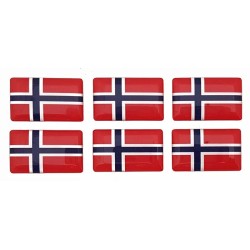 Norway Norwegian Flag Sticker Decal Badge 3d Resin Gel Domed 6 Pack 26mm x 16mm