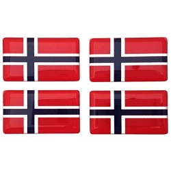 Norway Norwegian Flag Sticker Decal Badge 3d Resin Gel Domed 4 Pack 35mm x 20mm
