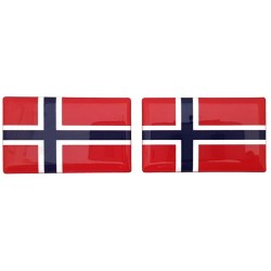 Norway Norwegian Flag Sticker Decal Badge 3d Resin Gel Domed 2 Pack 52mm x 32mm