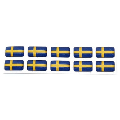 Sweden Swedish Flag Sticker Decal Badge 3d Resin Gel Domed 10 Pack 14mm x 8mm
