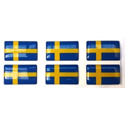 Sweden Swedish Flag Sticker Decal Badge 3d Resin Gel Domed 6 Pack 26mm x 16mm