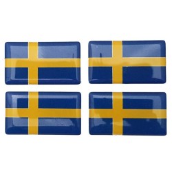 Sweden Swedish Flag Sticker Decal Badge 3d Resin Gel Domed 4 Pack 35mm x 20mm