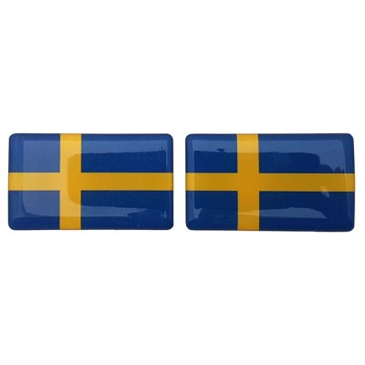 Sweden Swedish Flag Sticker Decal Badge 3d Resin Gel Domed 2 Pack 52mm x 32mm