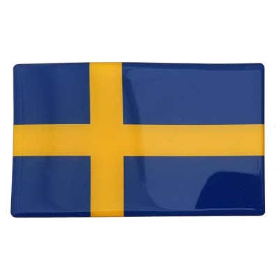 Sweden Swedish Flag Sticker Decal Badge 3d Resin Gel Domed 1 Pack 104mm x 64mm
