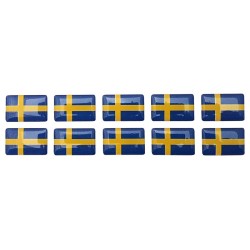 Sweden Swedish Flag Sticker Decal Badge 3d Resin Gel Domed 10 Pack 20mm x 13mm