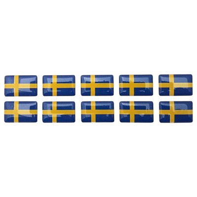 Sweden Swedish Flag Sticker Decal Badge 3d Resin Gel Domed 10 Pack 20mm x 13mm