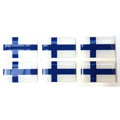 Finland Finnish Flag Sticker Decal Badge 3d Resin Gel Domed 6 Pack 26mm x 16mm