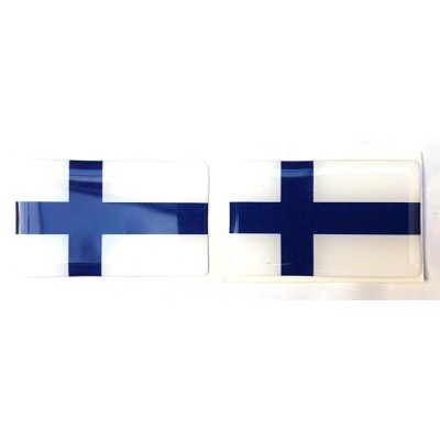 Finland Finnish Flag Sticker Decal Badge 3d Resin Gel Domed 2 Pack 52mm x 32mm
