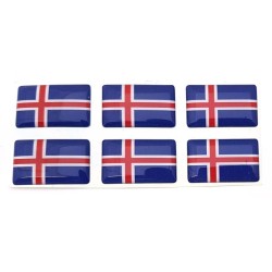 Iceland Icelandic Flag Sticker Decal Badge 3d Resin Gel Domed 6 Pack 26mm x 16mm