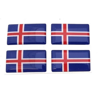 Iceland Icelandic Flag Sticker Decal Badge 3d Resin Gel Domed 4 Pack 35mm x 20mm