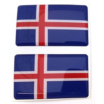 Iceland Icelandic Flag Sticker Decal Badge 3d Resin Gel Domed 2 Pack 52mm x 32mm