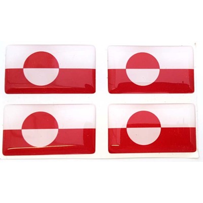 Greenland Greenlandic Flag Sticker Decal Badge 3d Resin Gel Domed 4 Pack 35mm x 20mm