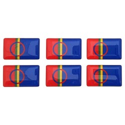 Lapland Sami Flag Sticker Decal Badge 3d Resin Gel Domed 6 Pack 26mm x 16mm