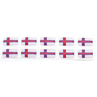 Faroe Islands Merkio Flag Sticker Decal Badge 3d Resin Gel Domed 10 Pack 14mm x 8mm