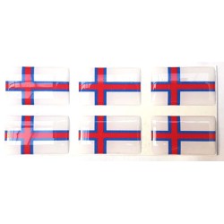 Faroe Islands Merkio Flag Sticker Decal Badge 3d Resin Gel Domed 6 Pack 26mm x 16mm