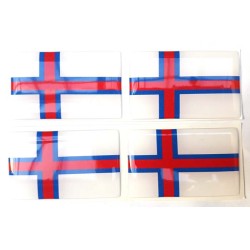 Faroe Islands Merkio Flag Sticker Decal Badge 3d Resin Gel Domed 4 Pack 35mm x 20mm