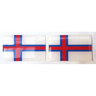 Faroe Islands Merkio Flag Sticker Decal Badge 3d Resin Gel Domed 2 Pack 52mm x 32mm