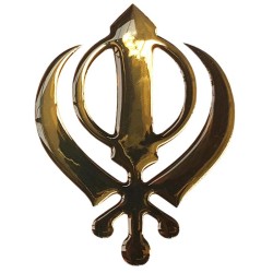 Khanda Gold Car Sticker Badge Sikh Symbol Resin Gel 3D Dome