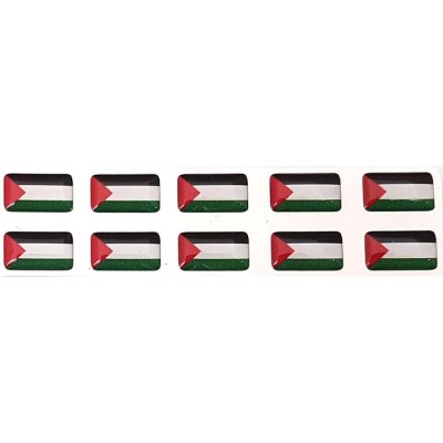 Palestine Palestinian Flag Sticker Decal Badge 3d Resin Gel Domed 10 Pack 14mm x 8mm