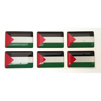 Palestine Palestinian Flag Sticker Decal Badge 3d Resin Gel Domed 6 Pack 26mm x 16mm