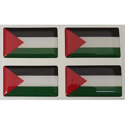 Palestine Palestinian Flag Sticker Decal Badge 3d Resin Gel Domed 4 Pack 35mm x 20mm