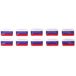Russia Russian Flag Sticker Decal Badge 3d Resin Gel Domed 10 Pack 14mm x 8mm